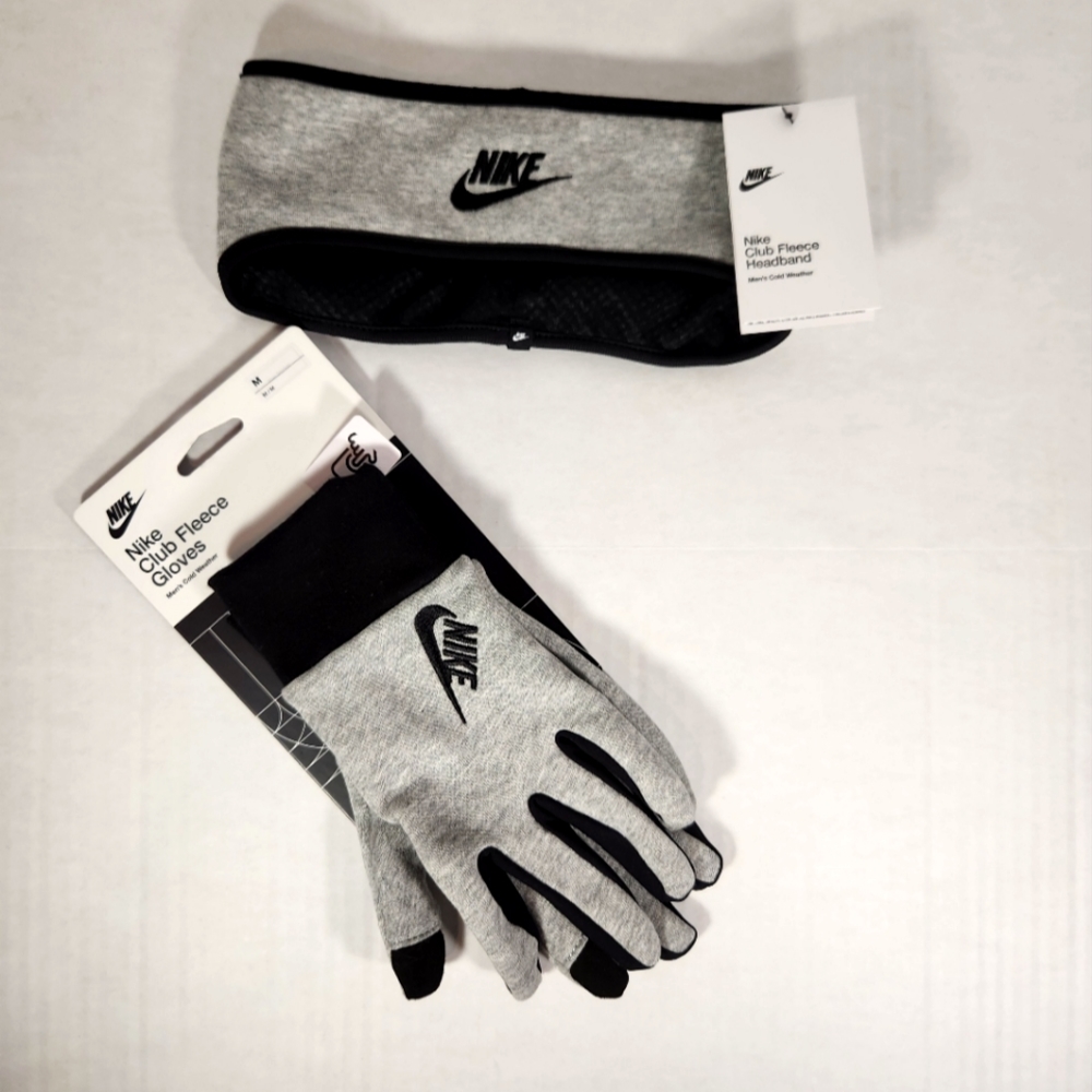 NWT Men's Nike Club Fleece Headband & Gloves Pack